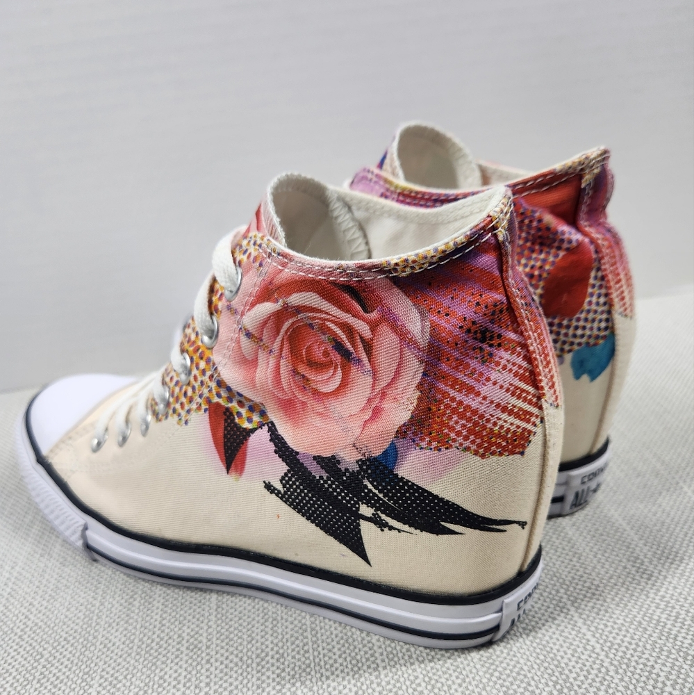 Converse Chuck Taylor All Star Lux Mid Rose sz 9.5 hidden wedge high top sneaker - Picture 6 of 15